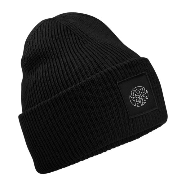 You Fit  - Deep-cuffed tonal patch beanie Thumbnail
